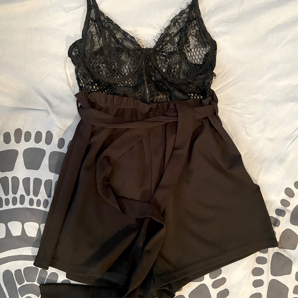 Lace top romper.